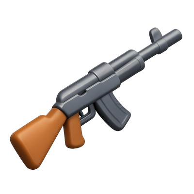 3D Icon of a Stylized Assault Rifle