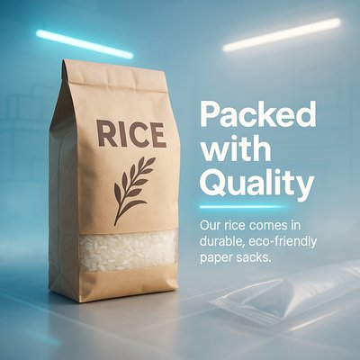 Eco-Friendly Rice Packaging Design with Modern Aesthetic