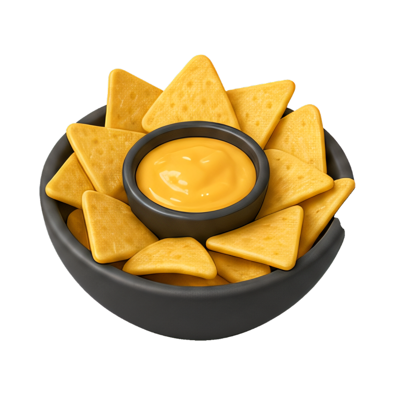 delicious nachos with cheese dip