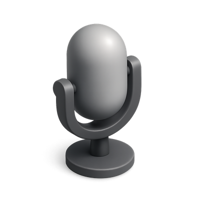 Stylish 3D Microphone Icon with Volumetric Design