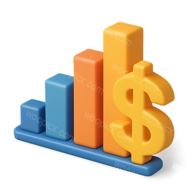 Colorful 3D Dollar Bar Graph Icon in Isometric View