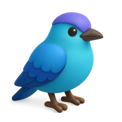 Cute Cartoon Blue Bird Character Design