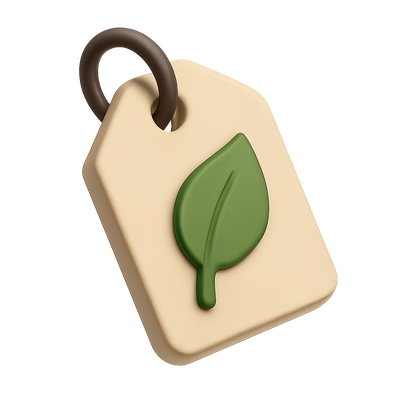 3D Leaf Tag Icon with Isometric Design