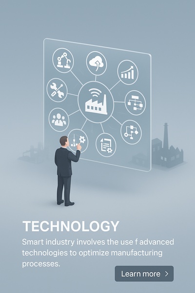 Smart Industry Technology Workflow Diagram on Virtual Screen