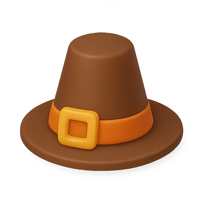 3D Thanksgiving Pilgrim Hat Icon