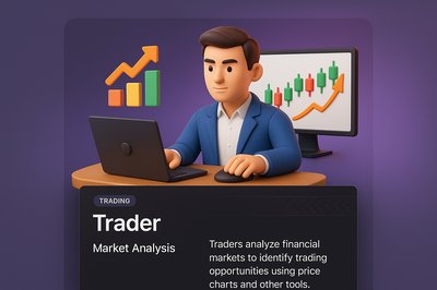 3D Illustration of a Trader Analyzing Market Trends