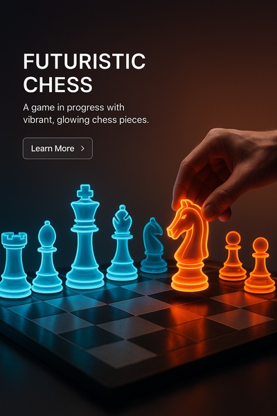 Futuristic Chess Match with Glowing Pieces