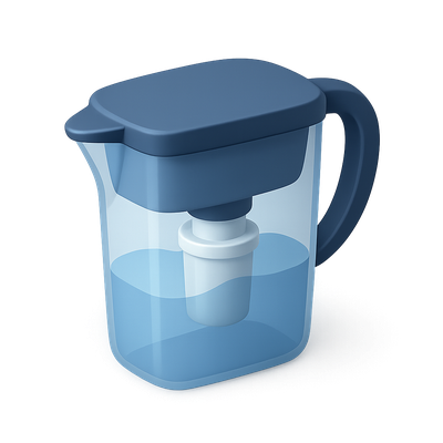 Stylish 3D Water Filter Icon with Transparent Background