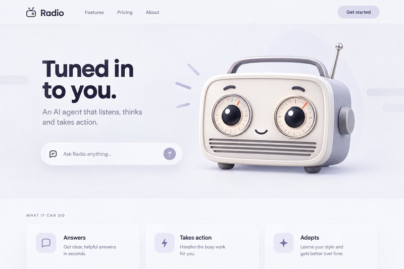 AI agent landing page design