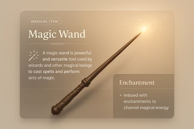 Elegant Magic Wand Illustration with Informative Overlay