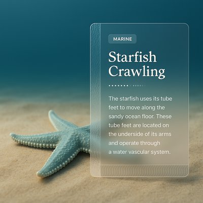 Starfish Crawling on Sandy Ocean Floor with Text Overlay