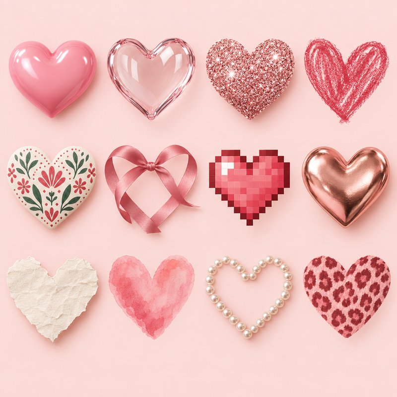 variety of heart designs