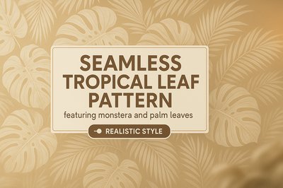Seamless Tropical Leaf Pattern with Monstera and Palm Leaves