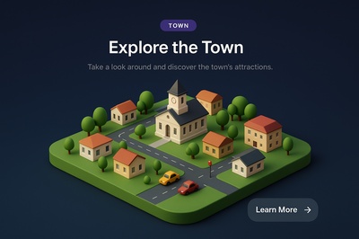 Aerial View of a Charming Town in 3D