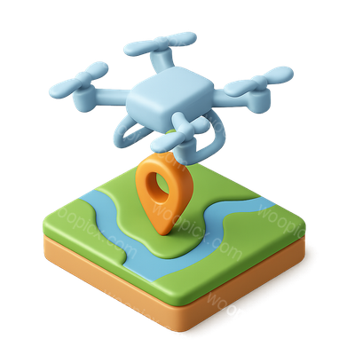 3D Isometric Icon of a Drone with Map Pin