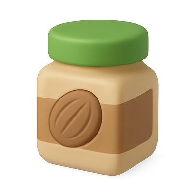 Stylized Jar with Green Lid and Brown Label