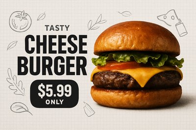 Dynamic Modern Advertisement for Tasty Cheese Burger
