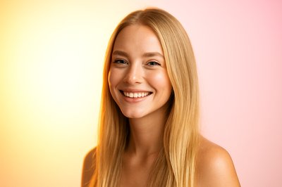Radiant Blonde Hair Care Banner with Smiling Woman