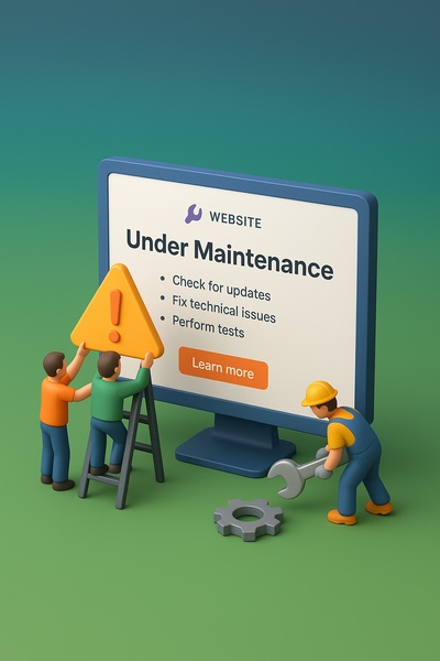 Realistic 3D Scene of Website Maintenance Activity
