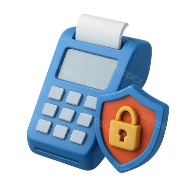 3D Payment Icon with Security Shield Representation
