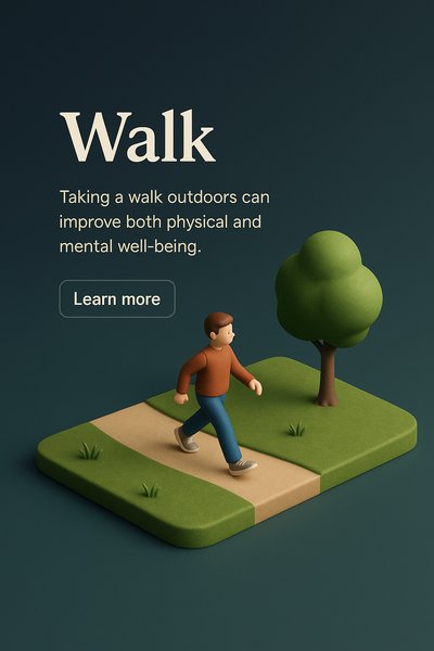 3D Scene Depicting a Person Walking in a Natural Environment