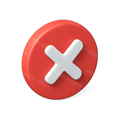 3D Render of a Red Cancel Button with White Cross