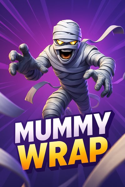 Dynamic Mummy Wrap Illustration with Vibrant Colors