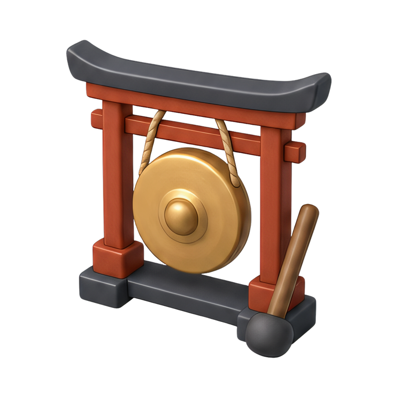 decorative temple gong with stand