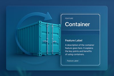 3D Container Design Illustration for Web Page Features