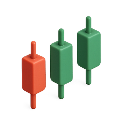 3D Render of Candlestick Chart Indicators