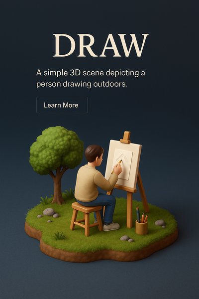 3D Scene of a Person Drawing Outdoors in Realistic Style
