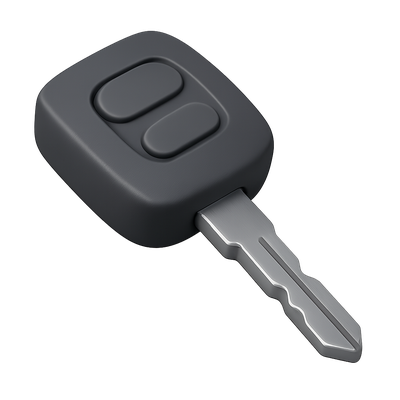3D Automobile Key Icon with Isometric View