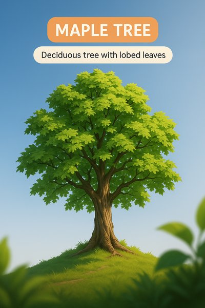 Illustration of a Maple Tree with Detailed Features