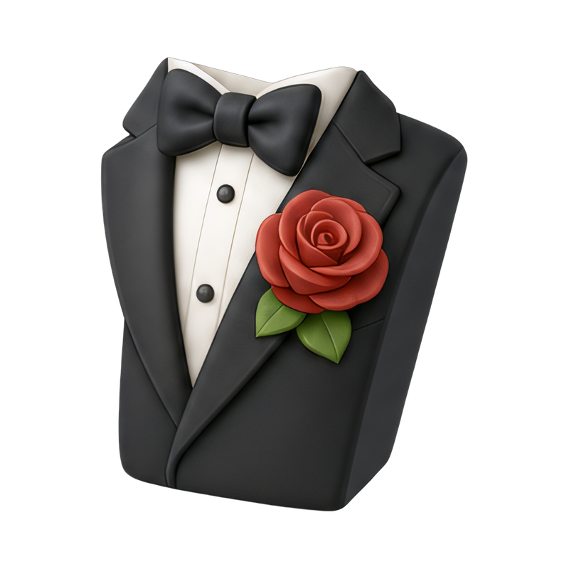 Elegant tuxedo lapel rose
