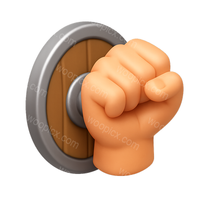 3D Icon of a Fist Punching a Shield Symbolizing Strength