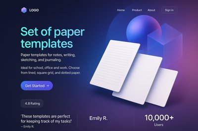 Futuristic Landing Page Interface Design with Geometric Elements