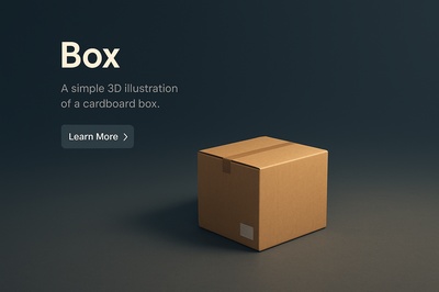 Realistic 3D Illustration of a Cardboard Box in Dark Background