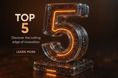 High-Tech Neon Design Featuring 'TOP 5' in 3D