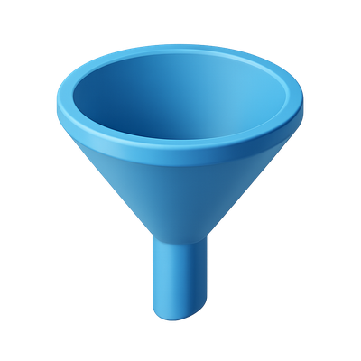 Stylish 3D Funnel Icon for Visual Content