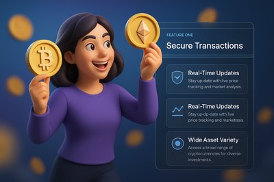 Woman Holding Cryptocurrency Coins: Secure Transactions Feature