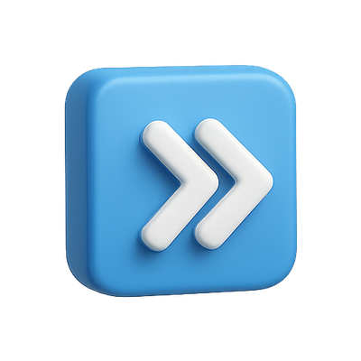 Stylized Blue Forward Arrow Icon for Navigation
