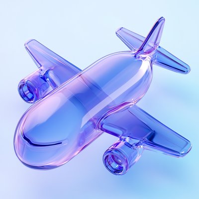 Stylized Transparent Airplane Model in Gradient Hues