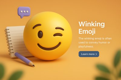 3D Winking Emoji Illustration with Text Elements