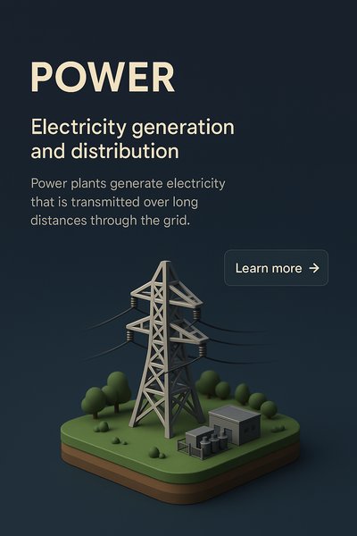 3D Scene of Electricity Generation and Distribution