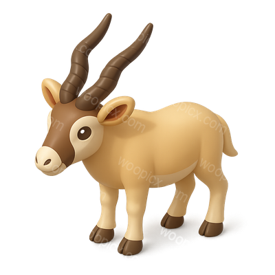 3D Addax Antelope Icon in Isometric View