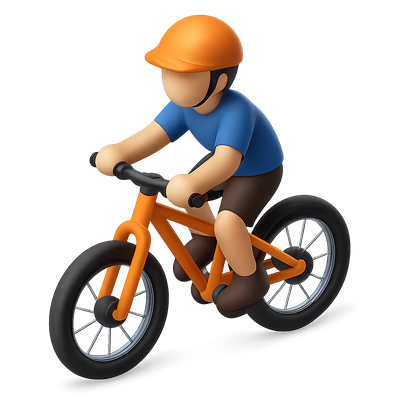 3D Biker Icon in Isometric View with Volumetric Effect