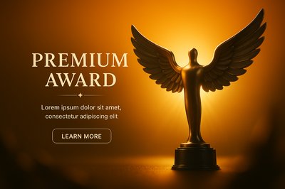Elegant Premium Award Trophy with Wings in Warm Lighting