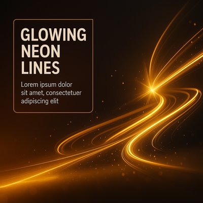 Abstract Graphic Featuring Glowing Neon Lines on Dark Background
