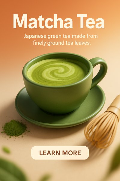 Promotional Graphic for Matcha Tea with Elegant Presentation