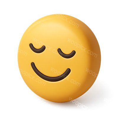 3D Smiling Face Icon with Closed Eyes